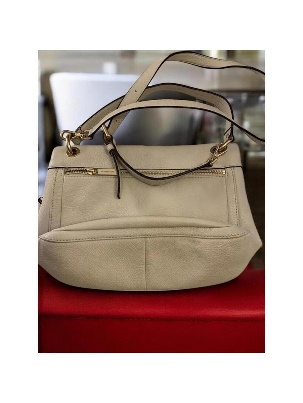 Michael Kors Stockard Vanilla Leather Convertible Shoulder Bag Purse EUC - Picture 3 of 9